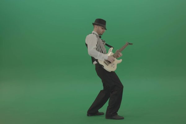 Musician on green screen music player video footage