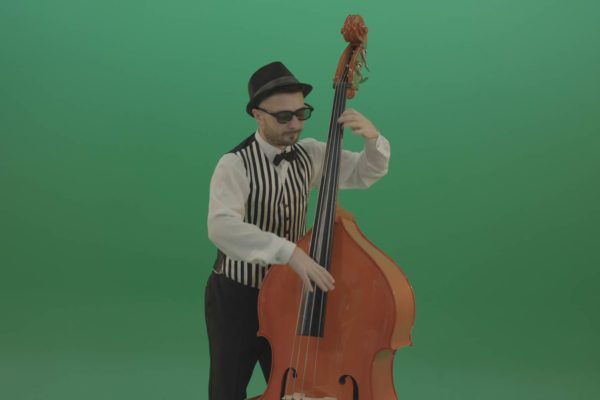 Musician on green screen music player video footage