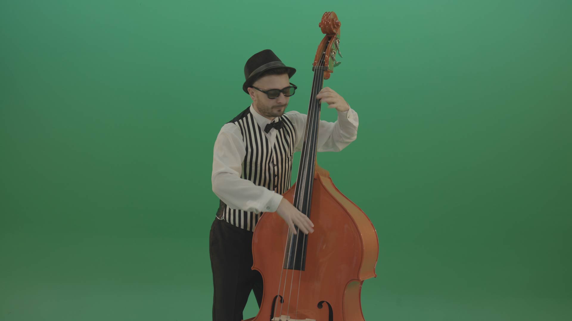 Musician on green screen music player video footage