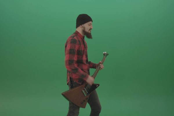 Musician on green screen music player video footage