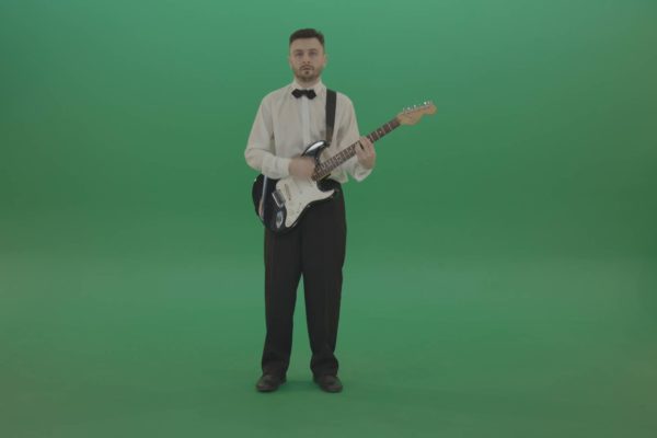 Musician on green screen music player video footage