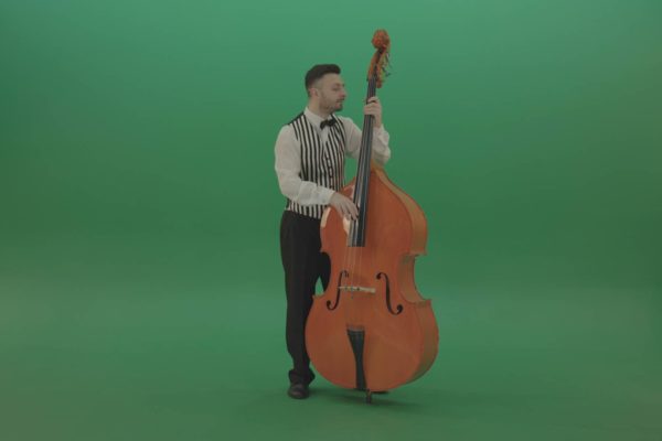 Musician on green screen music player video footage