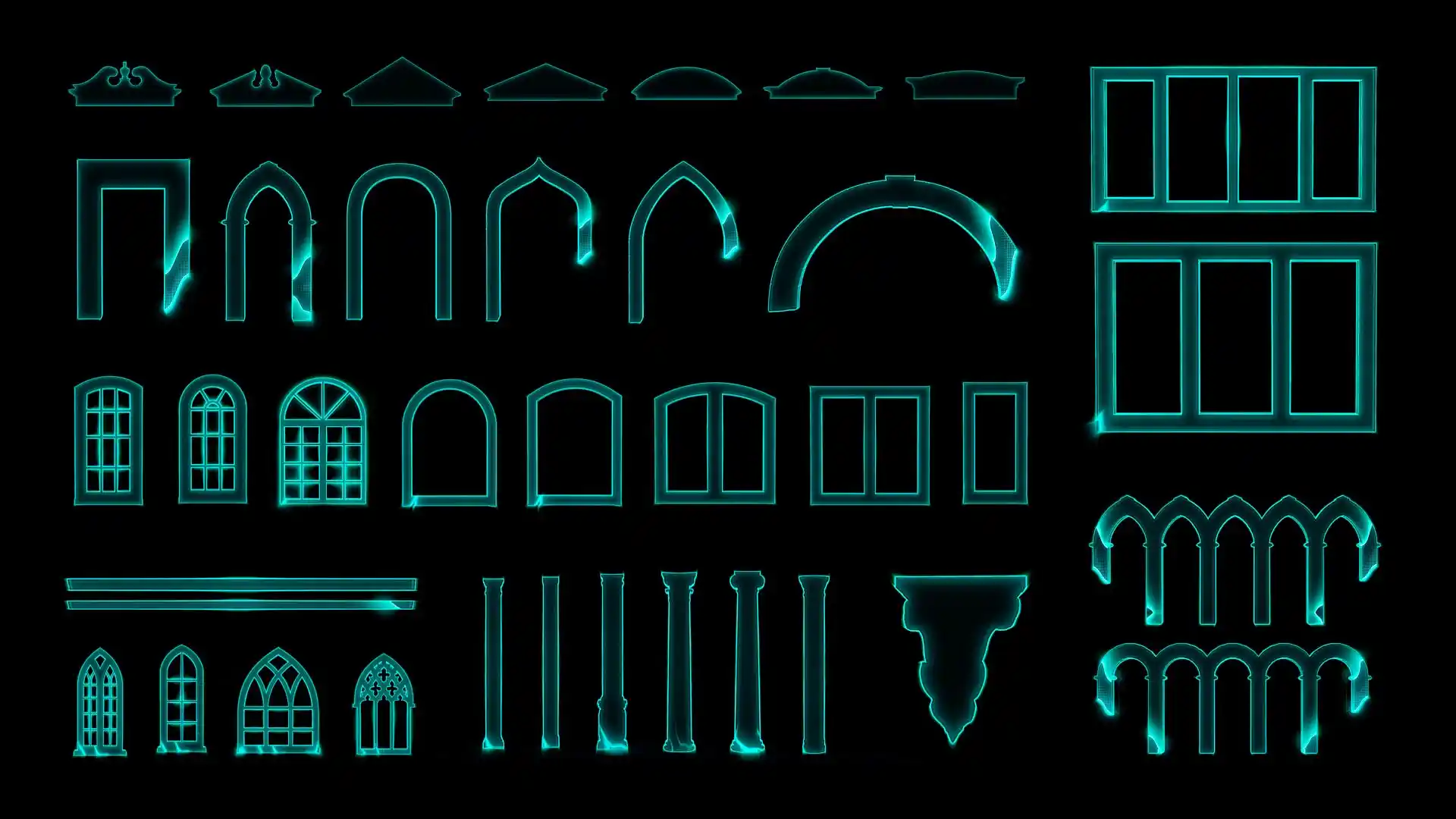 Video-Mapping-Toolkit-Architectural-Elements-3 Facade Decorative Elements for Video Projection