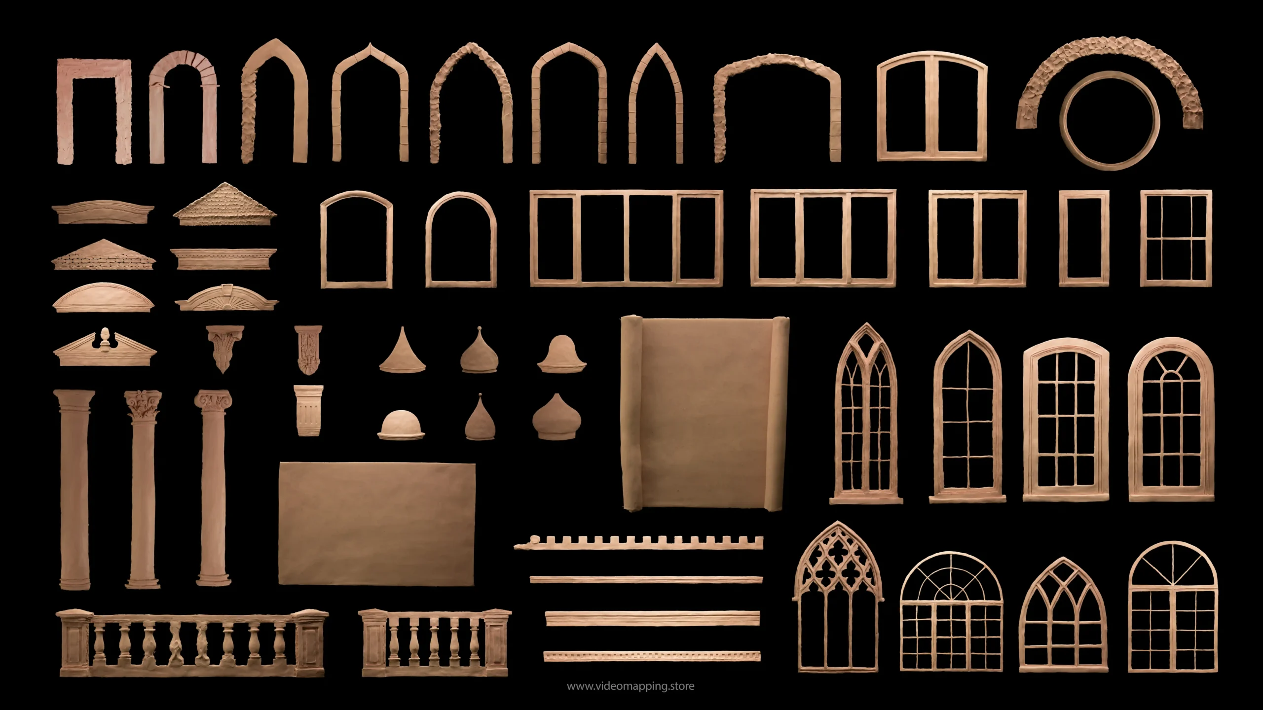 Architectural Facade Decorative Elements for Projection Video Mapping