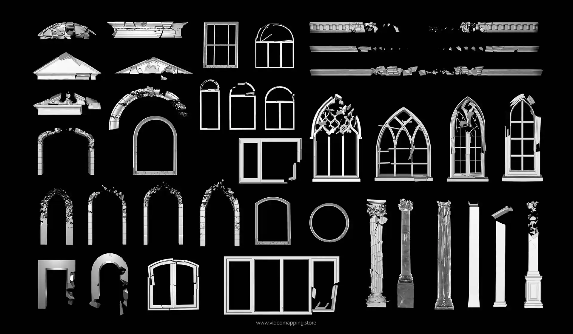 Architectural Facade Decorative Elements for Projection Mapping